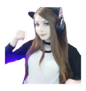 💪 3175864c oreilles de chat, fille, femme, casque, mignon whatsapp sticker