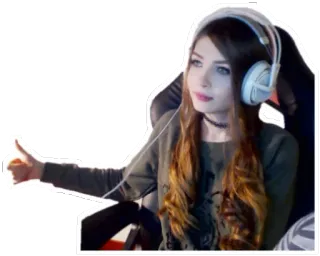 👍 4aa6ec49 femme, fille, gamer, casque, portrait, assise, pouce levé whatsapp sticker