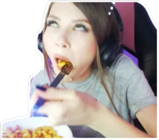 🍜 52f755b6 manger, fille, écouteurs, nourriture whatsapp sticker