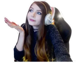🤫 6e2c92cc loved femme, fille, streamer Twitch, gamer, adoré, casque whatsapp sticker