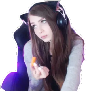 🙃 704c94bb fille, gamer, casque, oreilles de chat, carotte whatsapp sticker