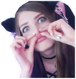 😛 86f7bea9 fille, oreilles de chat, mignon, visage, femme whatsapp sticker