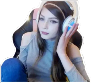 🎵 909c80ac femme, écouteurs, gamer, personne, fille whatsapp sticker