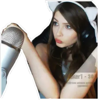 😚 94750e1d alker1 - 30 oreilles de chat, fille, casque, microphone, femme whatsapp sticker