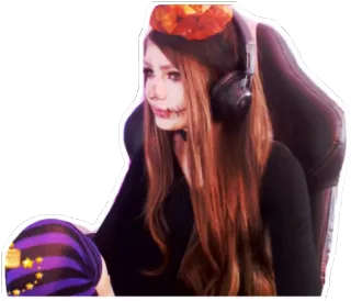 🎃 a65bfa6d femme, gamer, halloween, costume, casque, fille whatsapp sticker