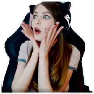 😲 b5226e0a femme, fille, oreilles de chat, choquée, surprise, fan art whatsapp sticker