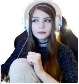 🙄 c204f48e femme, casque, gamer, portrait whatsapp sticker