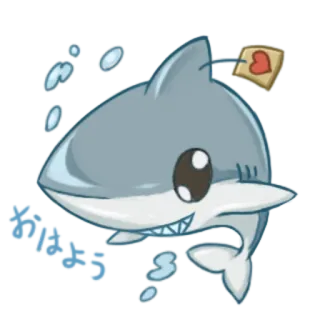 😀 88d1e22e MEWS ฉลาม, การ์ตูน, น่ารัก, สัตว์, น้ำ, ทะเล, หัวใจ, ฟอง telegram sticker