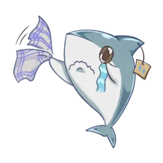 😀 b22227a6 ฉลาม, ร้องไห้, เศร้า, น้ำตา, ปลา, การ์ตูน telegram sticker