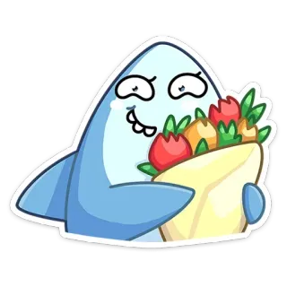 💐 a671ea71 鲨鱼, 卡通, 鲜花, 花束, 可爱, 搞笑, 角色, 异想天开 telegram sticker