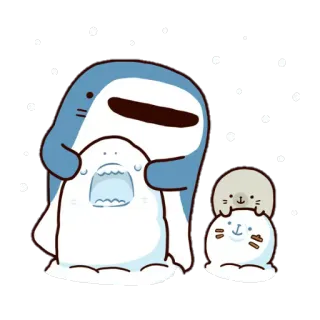 🤶 aaaf268f かわいい, カワイイ, アザラシ, サメ, 雪, 冬, 動物, マンガ telegram sticker