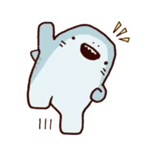 👍 20626b00 Cartone animato, Carino, Squalo, Che saluta telegram sticker