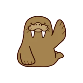 🐻 3918b816 Tricheco, Animale, Cartone animato, Mammifero, Creatura marina telegram sticker