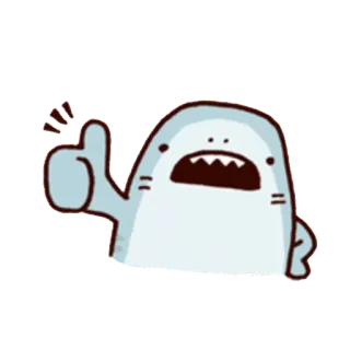 👍 77f1d67a squalo, pollice in su, cartone animato, animale, carino telegram sticker