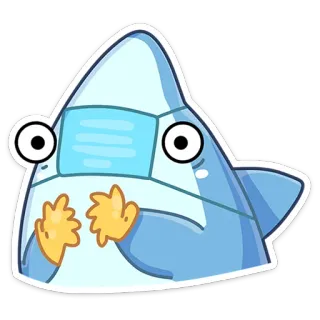 😷 47bc748f hiu, masker, coronavirus, kartun, biru, karakter, hewan telegram sticker