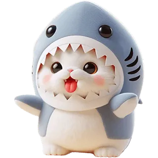 😛 b982ff73 猫, 鲨鱼, 可爱, 动物, 小猫, 毛绒, 玩具 whatsapp sticker