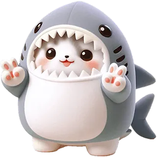 ✌️ baa145ce 鲨鱼, 动物, 可爱, 卡通, 服装, 毛绒玩具 whatsapp sticker