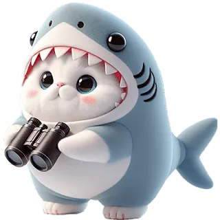 🧐 da262166 猫, 鲨鱼, 动物, 可爱, 望远镜, 搞笑, 服装 whatsapp sticker