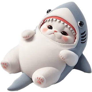 🤤 edfa4167 猫, 鲨鱼, 动物, 可爱, 搞笑, 毛绒 whatsapp sticker