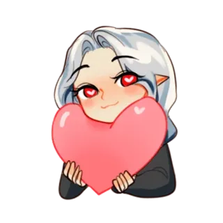 ♥️ b2671859 Anime, Coração, Amor, Fofo, Elfo, Olhos vermelhos, Adesivo telegram sticker