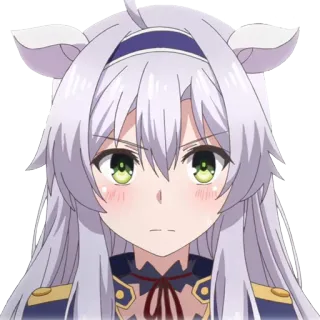 😕 5a2fc5f0 Anime, Dziewczyna, Urocze, Białe Włosy, Uszy, Kobieta, Postać, Manga whatsapp sticker