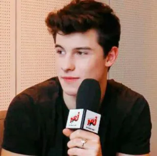 🎤 de3ffcea Shawn Mendes shawn mendes, cantante, musicista, intervista, celebrità, microfono whatsapp sticker