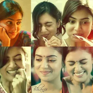 😌 68396c54 Bhanu wanita, orang, ekspresi, potret, wajah, sikat gigi whatsapp sticker