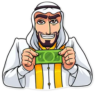 😈 85ed903e tiền, giàu có, Ả Rập, đàn ông, tiền mặt, thành công telegram sticker