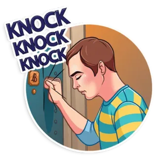 🛎 01f43b98 KNOCK KNOCK KNOCK klopfen, tür, cartoon, person, mann whatsapp sticker