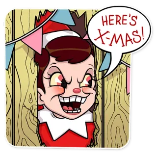🚪 0853c57b HERE'S X-MAS! คริสต์มาส, เอลฟ์, วันหยุด, การ์ตูน, ตลก, คริสต์มาส whatsapp sticker