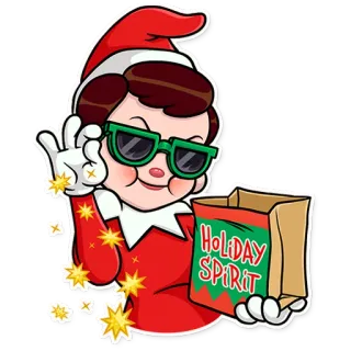 😎 38b6073f HOLIDAY SPIRIT เอลฟ์, วันหยุด, จิตวิญญาณ, คริสต์มาส, รื่นเริง, การ์ตูน, การเฉลิมฉลอง whatsapp sticker
