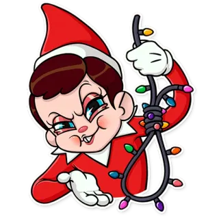 💀 55ade71c เอลฟ์, คริสต์มาส, เครื่องประดับ, วันหยุด, ตลก, เชือก, ตัวละคร, การ์ตูน whatsapp sticker