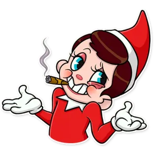 🤷 55ed4380 เอลฟ์, สูบบุหรี่, ซิการ์, การ์ตูน, ตลก, ตัวละคร whatsapp sticker