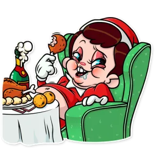 😄 95618568 คริสต์มาส, เอลฟ์, อาหาร, ปาร์ตี้, วันหยุด, การ์ตูน, สติกเกอร์, ตลก whatsapp sticker