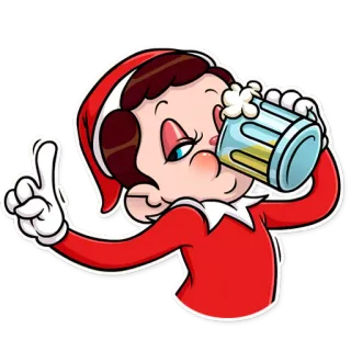 🍺 ddfdc100 เอลฟ์, ดื่ม, เบียร์, การ์ตูน, คริสต์มาส, วันหยุด whatsapp sticker