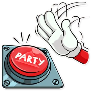 🎉 f1cb343e PARTY ปาร์ตี้, ปุ่ม, การเฉลิมฉลอง, กิจกรรม, สนุก, การ์ตูน whatsapp sticker