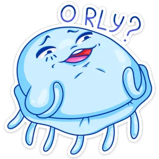 😌 e658e22f ORLY? orly, 皮肉, 質問, 青いブロブ, ミーム telegram sticker
