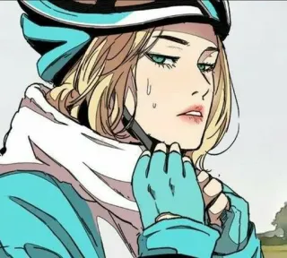 😬 4c9b6e72 cycliste, casque, sport, anime, fille, personnage, fitness telegram sticker