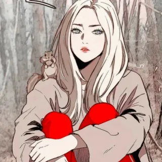 😬 88d8efcf @ia_yy femme, écureuil, forêt, dessin animé, personnage, illustration telegram sticker