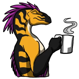 😴 379df0a2 恐龙, 兽人, 杯子, 咖啡, 爬行动物, 蜥蜴 telegram sticker