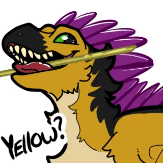 🟨 b75364f1 Yellow? 恐龙, 爬行动物, 黄色, 问题, 动物, 卡通 telegram sticker