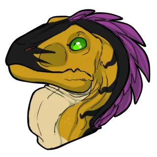 😐 f481e9b4 恐龙, 迅猛龙, 紫色, 动物, 爬行动物, 头, 卡通 telegram sticker