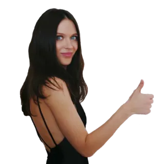 👍 3192cb18 phụ nữ, chân dung, tóc nâu, giơ ngón tay cái, cử chỉ, sự chấp thuận telegram sticker