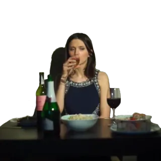 🍷 648bdfb7 phụ nữ, bữa tối, rượu vang, đồ ăn, bữa ăn, rượu, lễ kỷ niệm telegram sticker
