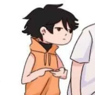 💥 37bf052e 卡通, 角色, 指着, 动漫, 橙色帽衫 telegram sticker