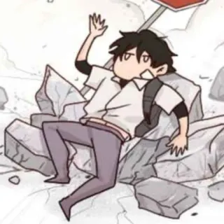 💥 3da0b1aa 卡通, 掉落, 岩石, 人物, 动漫 telegram sticker