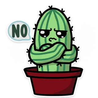 😡 4a6112c5 NO kaktus, tanaman, tidak, ketidaksetujuan, lucu, imut telegram sticker