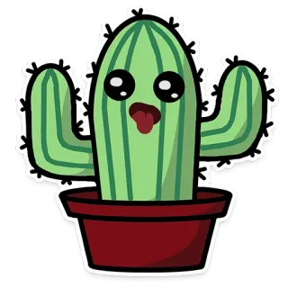 😜 9fc51ff9 kaktus, tanaman, imut, kartun, stiker, pot, kawaii, hijau telegram sticker