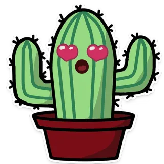 😍 cc4483dc kaktus, tanaman, cinta, mata hati, sukulen, imut, kawaii, stiker telegram sticker