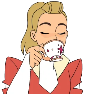 ☕️ 77599301 Adora She-Ra and the Princesses of Power Adora, She-Ra, herbata, filiżanka, kreskówka, animowany, księżniczka, słodki telegram sticker